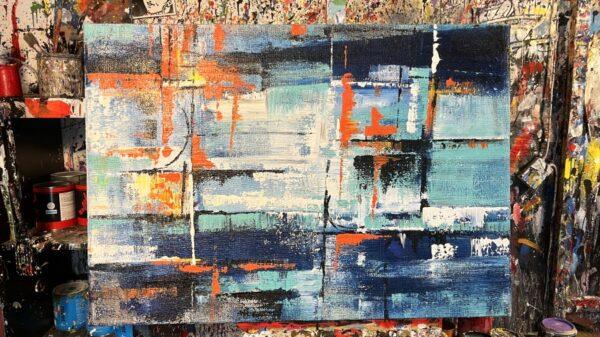 Astratto 017 bruciare tinte fredde rettangolare