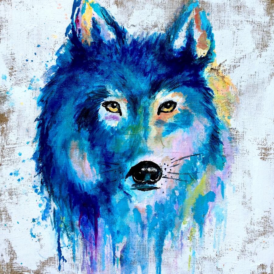 Watercolor wolf juta