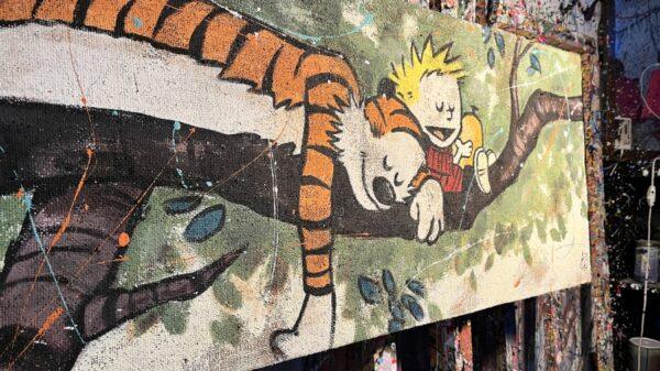 Juta Calvin e Hobbes riposino sul ramo