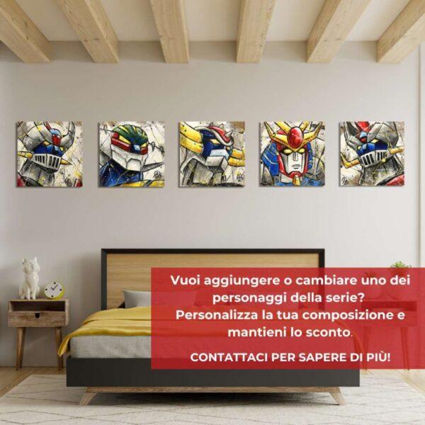 5 tele fatte a mano su Juta Robot Mecha