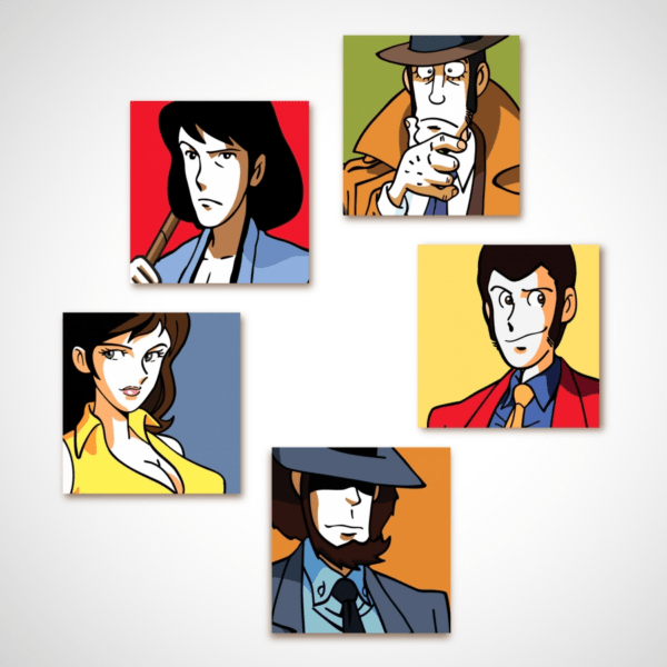 5 Tele stampate originali serie Lupin Color