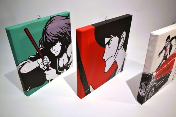 5 Tele stampate originali serie Lupin Comic