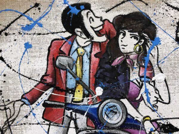 Juta Lupin e Fujiko in Vespa quadrato