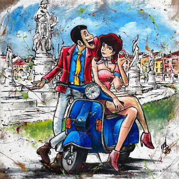 Juta Lupin e Fujiko in Vespa a Padova