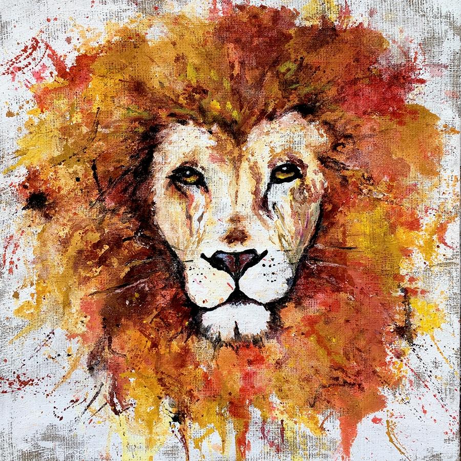 Watercolor lion juta