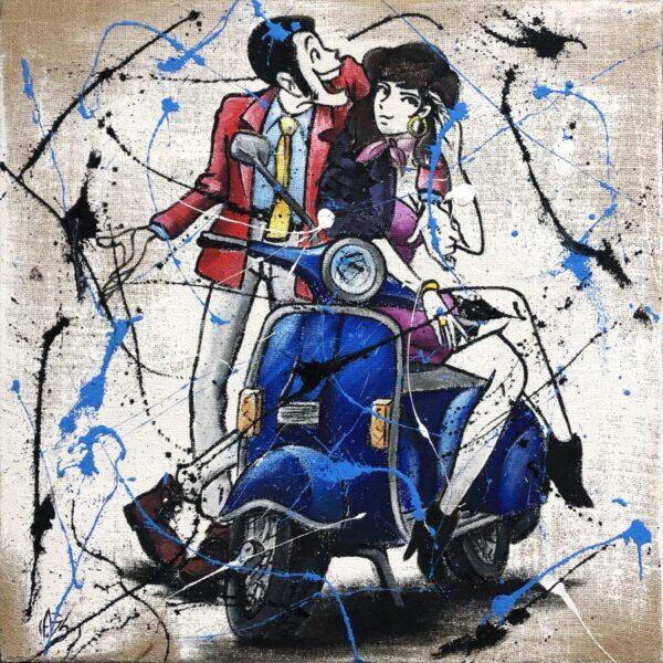 Juta Lupin e Fujiko in Vespa quadrato
