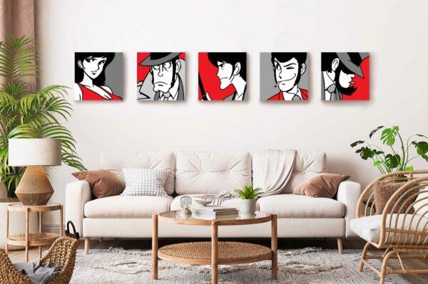 5 Tele stampate originali serie Lupin Classic