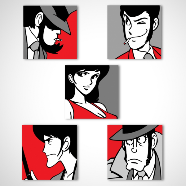 5 Tele stampate originali serie Lupin Classic