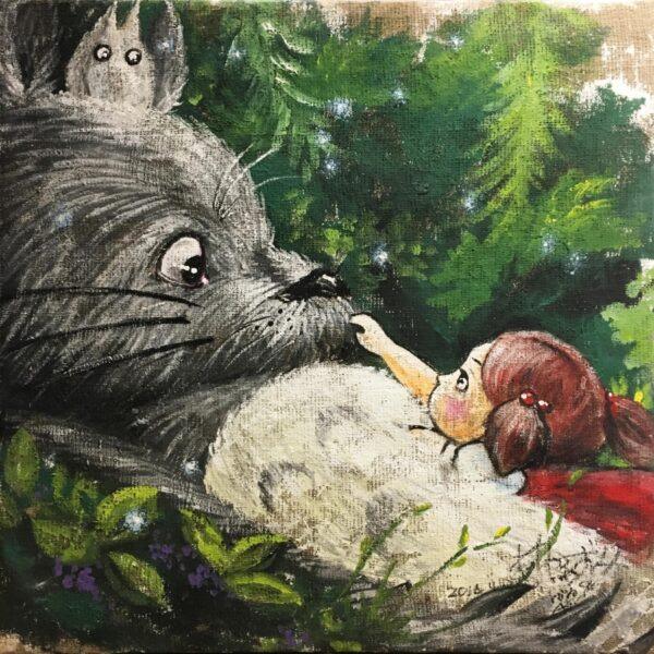 Juta Anime Miyazaki Quadrato Totoro e Mei