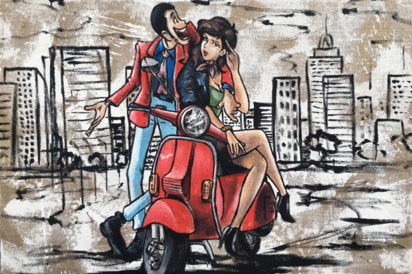 Juta Vespa on the road Fujiko e Lupin