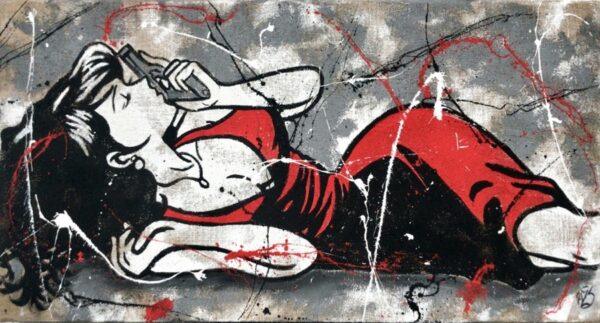 Fujiko distesa con pistola