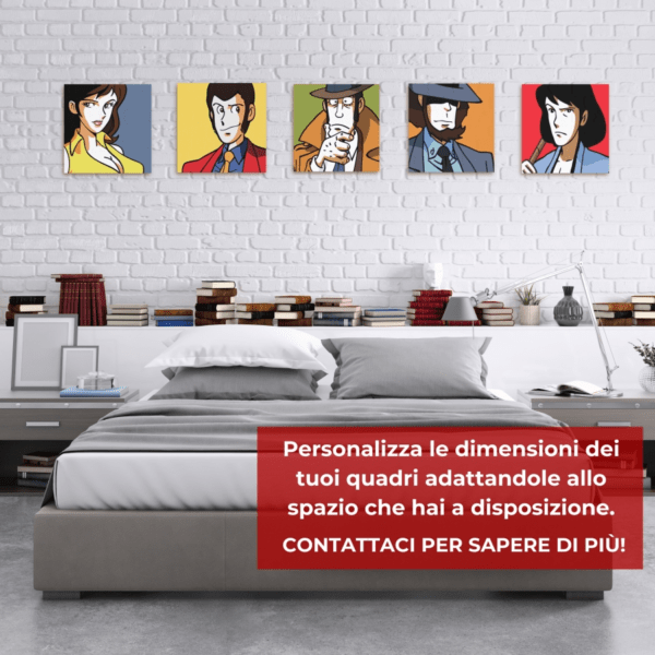 5 Tele stampate originali serie Lupin Color