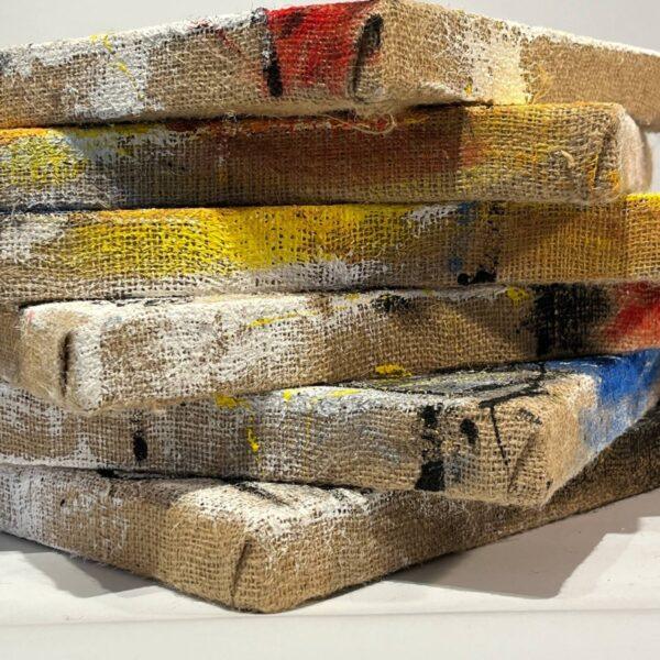 5 tele fatte a mano su Juta Robot Mecha