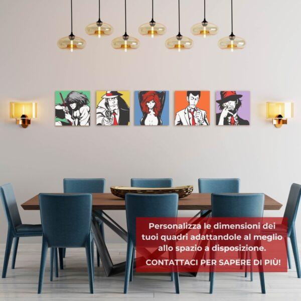 5 Tele stampate originali serie Lupin Comic