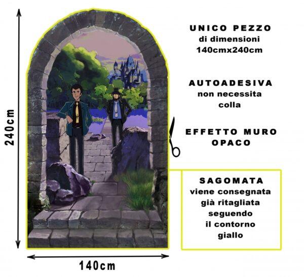 Carta da parati autoadesiva murales trompe l'oeil Lupin Castello di Cagliostro